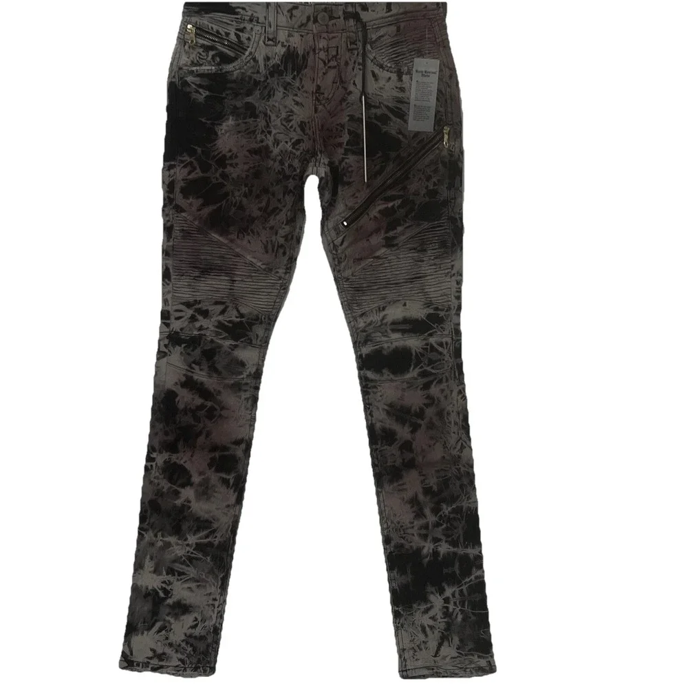 Rock Revival Jezek Jeans Skinny Straight Stretch Tie Rustic Dye Zippers Size 29